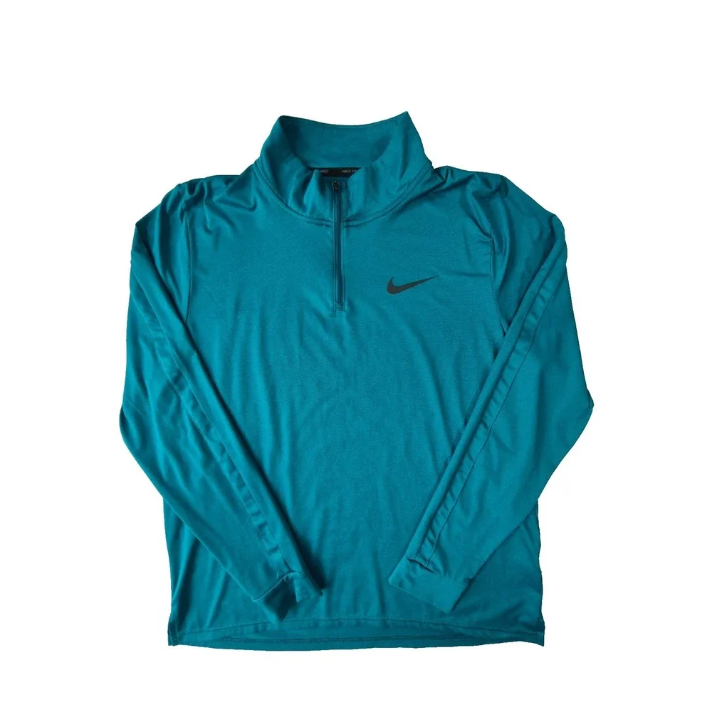 Nike Pro Dri-FIT 1/4 Zip Pullover Womens Large Teal Long Sleeve Athletic Top